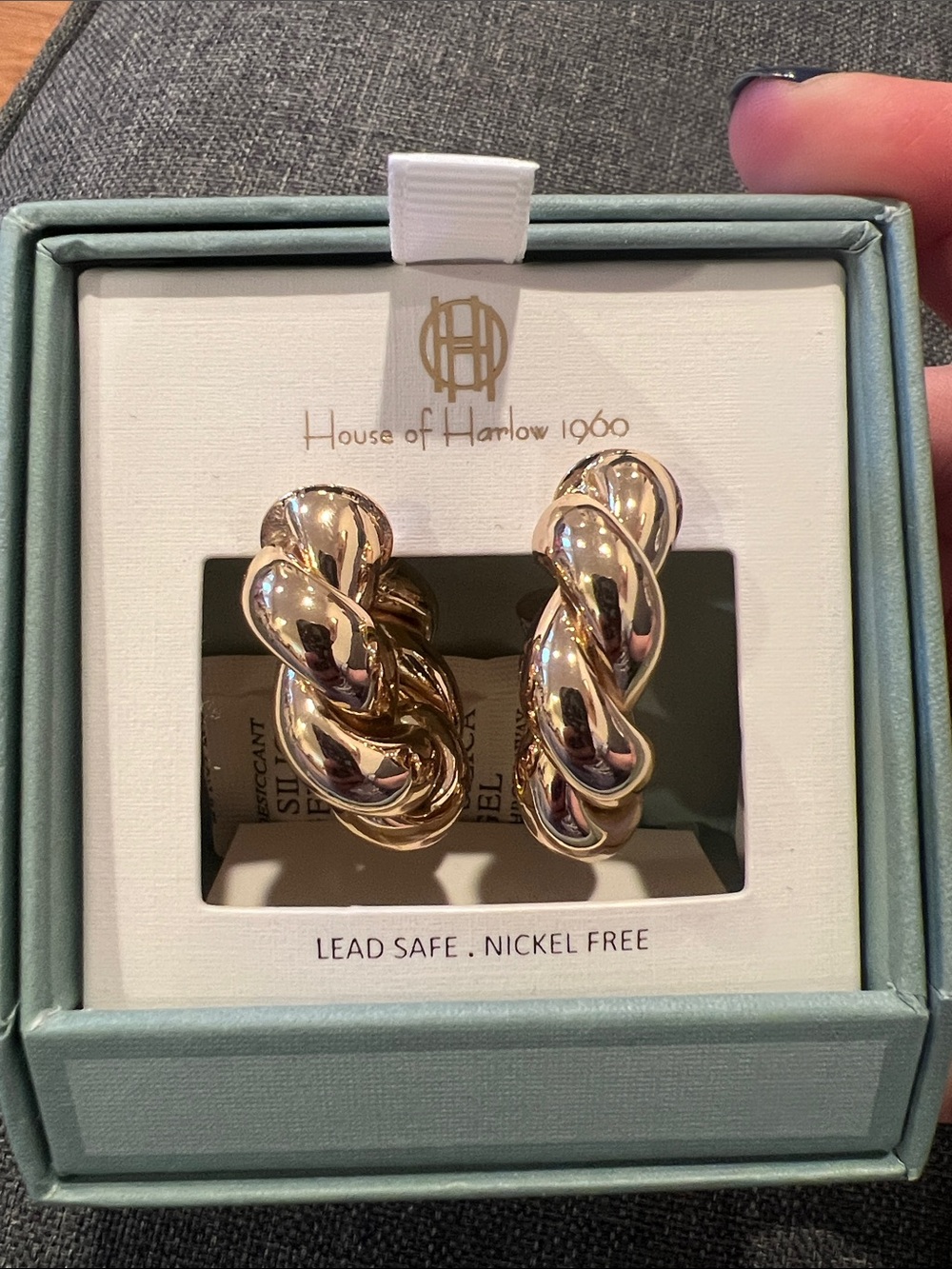 House of Harlow 1960 Twisted Hoop Earrings in Gold Tone